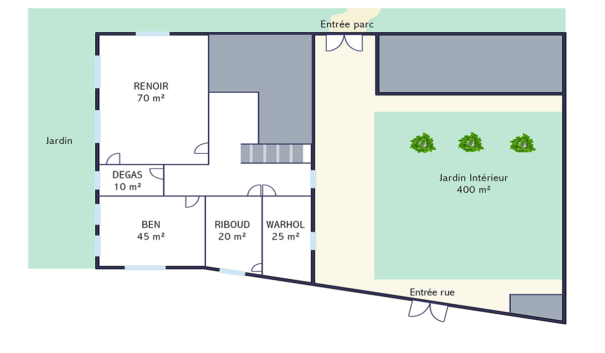Plan du premier étage du Prieuré avec nos salles de sous commissions - EOL